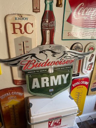 Budweiser Beer Salutes Army Proud To Serve Those Bar Sign