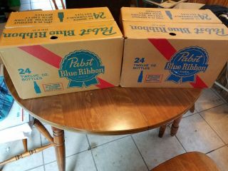 2 Vintage Pabst Blue Ribbon Beer Waxed Box Heavy Stapled Rf - 100 - A Great Storage