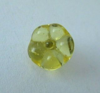 Stellar Antique Vtg Canary Yellow Glass Charmstring Button Swirl Back (h)