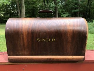 Antique Singer Sewing Machine Cover Bentwood Case Treadle Lid Veneer Casket