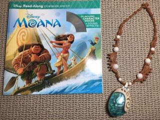 Disney Moana Light Up Magical Seashell Necklace Heart Of Te Fiti,  Book,  Cd