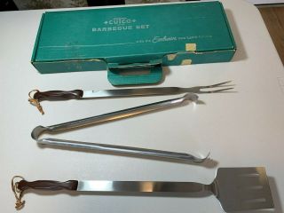 Vintage Cutco Bbq Barbuque Grilling Set - Long Handle Fork Spatula Tongs -