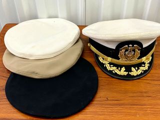 Vintage Us Navy Merchant Marine Capitains Hat - Named To Ww2 Vet