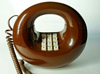 Vintage Brown Phone Western Electric Donut Circle Push Button