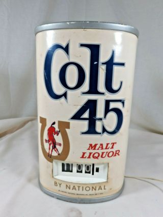 Vintage National Bo Colt 45 Half Beer Can Clock Sign Bar Tavern Man Cave