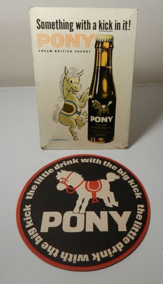 Vintage Pony Sherry Showcard & Large Coaster