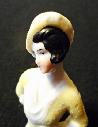 Germany Porcelain Pincushion Half Doll w/ Sparkling Textured Paint - 3 