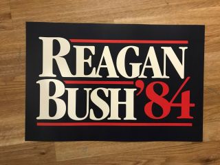 1984 Ronald Reagan George Bush President Election Campaign Poster Sign