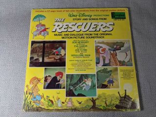 Walt Disney ' s The Rescuers Story Of With Children ' s Book LP Vinyl 2