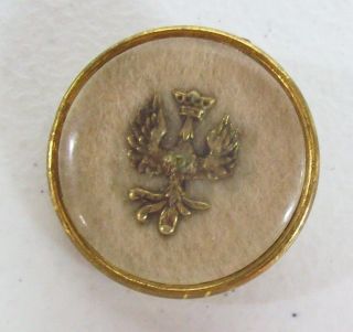 Rare Antique Lucite & Metal Large Victorian Button - Winged Bird W/ Crown