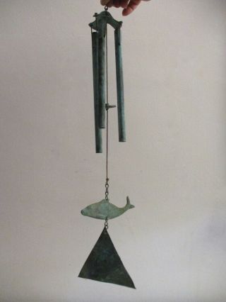 Vintage Walter Lamb Style Bronze Dolphin Wind Chime Mid - Century Shore To Please