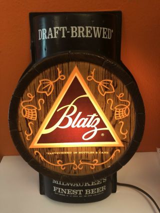 Vintage Blatz Beer Barrel End Lighted Sign Milwaukee
