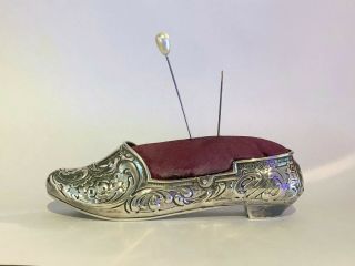 Antique Sterling Silver Sewing Pin Cushion Ca.  Late 1800 