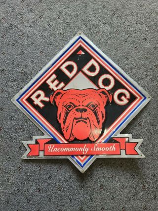Vintage Rare 1990 Red Dog Beer Uncommonly Smooth Metal Tin Sign