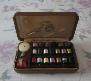 Antique Vintage Belding Heminway Travel Sewing Kit Sterling Silver Thimble