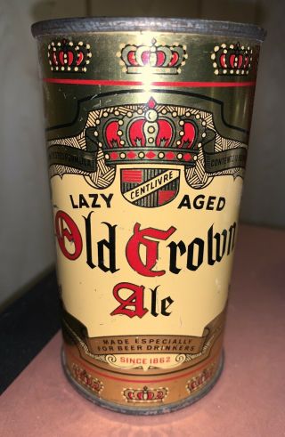1950’s Old Crown Ale Gold Flat Top Centlivre Brewing Corp.  Fort Wayne,  Ind