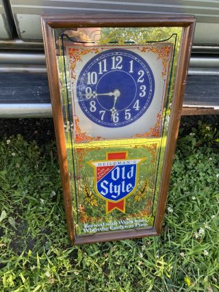 Vintage Old Style Beer Clock Mirror Bar Sign Advertisment