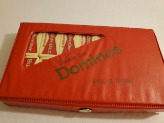 Vintage Budweiser Dominoes Set Of 28 Double 6 Professional In Red Vinyl Case