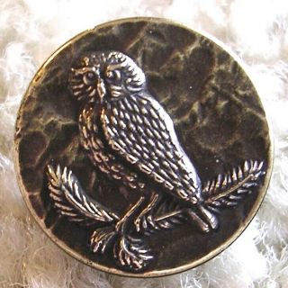 Ex Scarce Vintage Owl Button,  Ca.  1920s/1940s