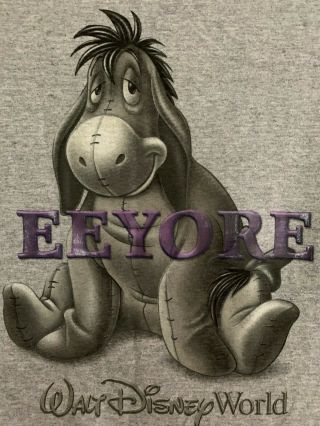 Walt Disney World Winnie The Pooh Eeyore Adult Small Gray T - Shirt Raised Letters