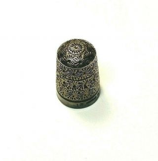 Vintage 1901 Sterling Silver Sewing Thimble Hg&s Birmingham England Size 15mm