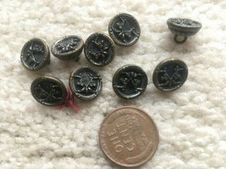 Set Of 9 Small Antique Floralish 2 Pc Metal Buttons Victorian 7/16 "