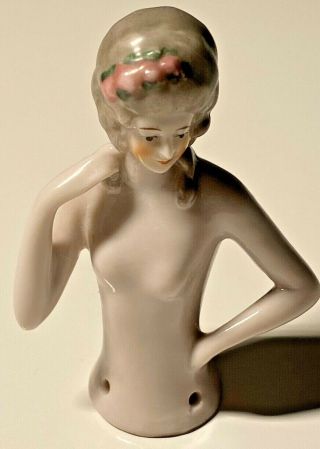 Pincushion Half Doll Arms Away German Antique