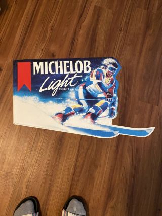 Rare Vintage Michelob Light Beer Metal / Tin Sign Advertising 30 X 18 Skiing