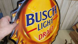 Metal Beer Busch Light Beer Cap Sign 23 1/2 " Tall Vintage 1989