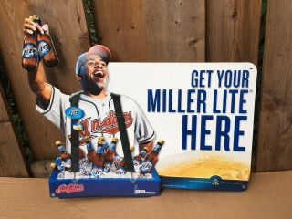 Miller Lite Cleveland Indians Metal Sign Advertising Beer 22 " X 19 "