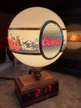 Vintage Coors Beer Advertising Bar Clock Lamp Sign Register Globe Light Rare