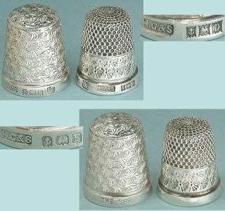 2 Vintage Sterling Silver Thimbles By Henry Griffith Hallmarked 1929 & 1953