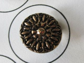 26 Antique Vintage 1800 ' s - 1940 Black Glass Buttons Bird Floral Jem Gold Designs 3