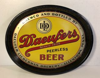 Vintage Daeufer’s Beer Tray Allentown Pa Lieberman Brewery Peerless