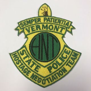 Vermont State Police Hostage Negotiation Team Unit Patch Rare