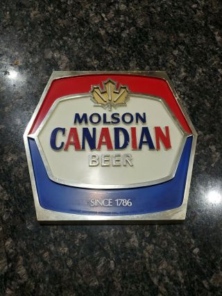Vintage Molson Canadian Beer Sign Molded Plastic