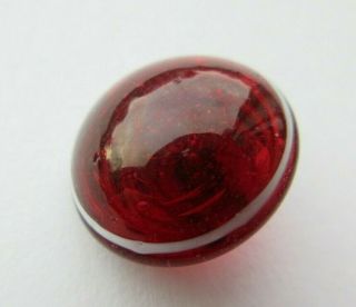 Marvelous Antique Vtg Banded Ruby Red Glass Charmstring Button Swirl Back (s)