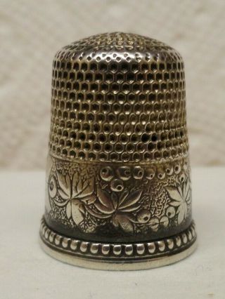 Rare And Unusual Leaf And Berry Sterling Silver Ketcham Mcdougall Thimble