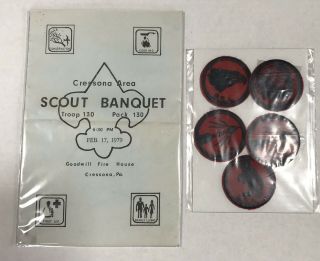 Bsa Boy Scouts Red Black Patrol Patches Eagle Chief Arrows Bear Banquet Program
