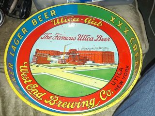 Vintage Bar 11 3/4 " Across Utica Club West End Brewing Beer Metal Serving Tray
