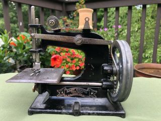Cast Iron Antique ‘baby Grand’ Toy Sewing Machine By Metallograph Corp,  Ny