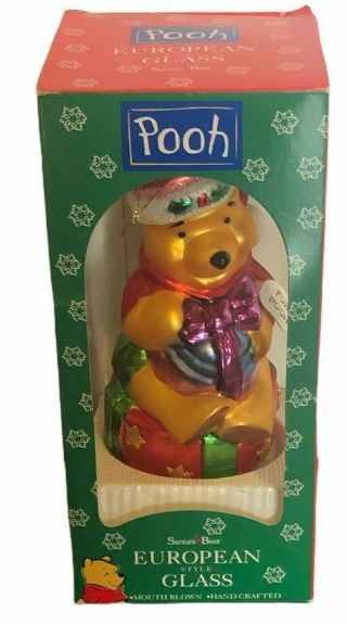 Vintage Disney Winnie The Pooh Blown Glass Ornament Pooh