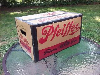 Vtg Pfeiffer Famous Beer Cardboard Bottle Case Crate Box Mid Century
