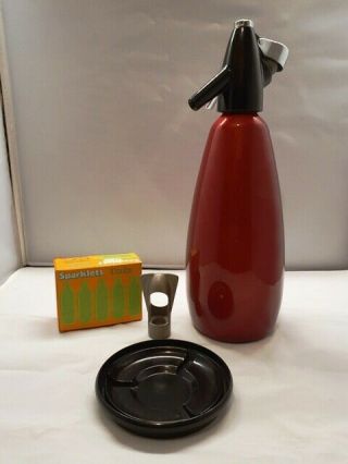 Vintage Sparklets Boc Soda Syphon Red C1970 With Accessories