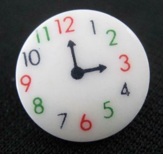 Vintage Realistic White Glass / Ceramic Clock Button 5/8 "