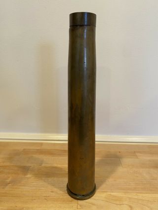 Vintage Wwii Us Navy Empty Brass Shell Casing 40mm - Mk2 W/ Top Stopper Cap
