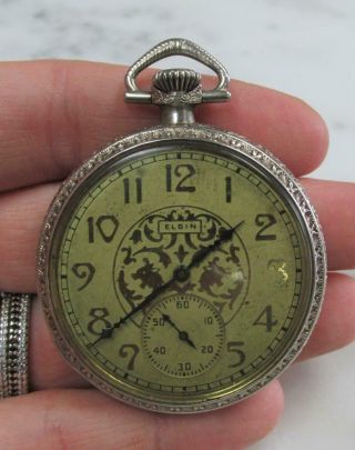 Vintage 1929 Elgin Pocket Watch W/ 14k Gold Filled Case S12 7 Jewels 6 - G358