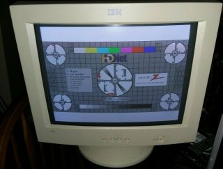 Vintage Ibm E74 6332 - 01n 16 " Color Gaming Gamer Crt Monitor W/ Base White