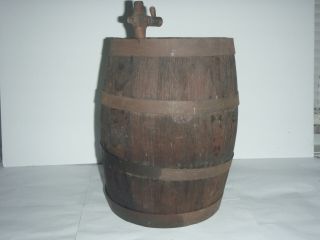 Antique Wooden Keg Barrel With Spigot