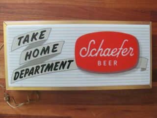 Schaefer Beer Take Home Department Light - Up Vintage Plastic Sign Man Cave Bar